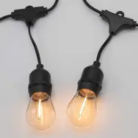 LumenXL Guirlande solaire de 10 mètres 10 lampes avec dispositif de suspension (4cm, 6cm, 8mm), panneau solaire 3W