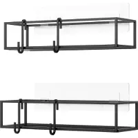 SmartaSaker Lot de 2 étagère de douche métal noir 32x12x6cm
