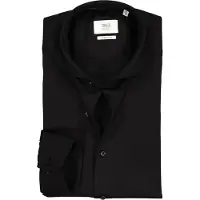 1863 by Eterna Soft Tailoring Modern Fit Chemise en jersey noir, Unicolore