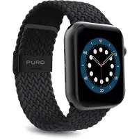 Puro Bracelet en nylon noir pour Apple Watch, tailles 38, 40 et 41 mm.