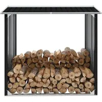 vidaXL Dépôt de bois de chauffage Acier galvanisé 172x91x154 cm Anthracite
