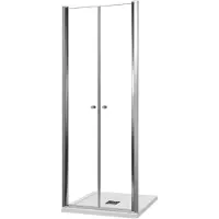 Luca Varess Kuresa porte battante 80 x 200 cm verre transparent profil chrome brillant