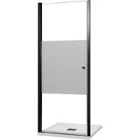 Luca Varess Kuresa porte pivotante 85 x 200 cm verre transparent avec bande matte profil noir mat