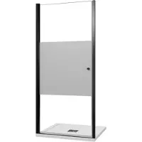 Luca Varess Kuresa porte pivotante 95 x 200 cm verre transparent avec bande matte profil noir mat