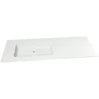 Storke Mata vasque asymétrique gauche solid surface mat 130 x 52 cm combinaison armoire 45 cm