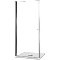 Luca Varess Kuresa porte pivotante 95 x 200 cm verre transparent profil chrome brillant