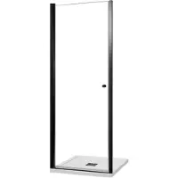 Luca Varess Kuresa porte pivotante 80 x 200 cm verre transparent profil noir mat