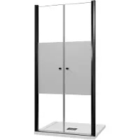 Luca Varess Kuresa porte battante 100 x 200 cm verre transparent avec bande matte profil noir mat