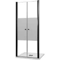 Luca Varess Kuresa porte battante 90 x 200 cm verre transparent avec bande matte profil noir mat