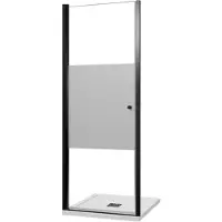 Luca Varess Kuresa porte pivotante 80 x 200 cm verre transparent avec bande matte profil noir mat