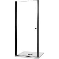 Luca Varess Kuresa porte pivotante 90 x 200 cm verre transparent profil noir mat