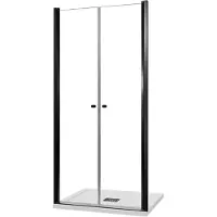 Luca Varess Kuresa porte battante 100 x 200 cm verre transparent profil noir mat