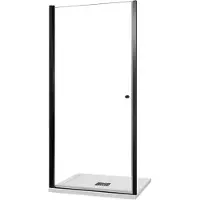 Luca Varess Kuresa porte pivotante 100 x 200 cm verre transparent profil noir mat