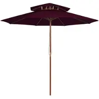vidaXL Parasol avec double toit et mât en bois rouge bordeaux 270 cm