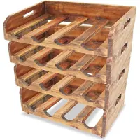 vidaXL Casiers à bouteilles 4pcs de 16 bouteilles bois d'acajou massif