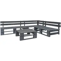 vidaXL Ensemble de 4 canapés de jardin en bois de palette gris