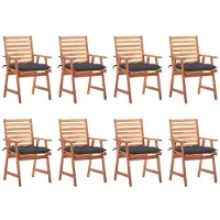 vidaXL 3078389, Terrasse, Siège rembourré, Acacia, Anthracite, Polyester, 560 mm
