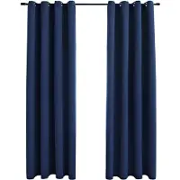 vidaXL Rideaux occultants avec anneaux en métal 2 pcs Bleu 140x245 cm