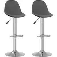 vidaXL lot de 2 tabourets de bar en polyester et acier 41 x 90-112 x 45 cm Gris foncé