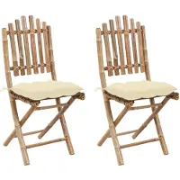 vidaXL Chaises de jardin pliantes 2 pcs. avec coussins bambou