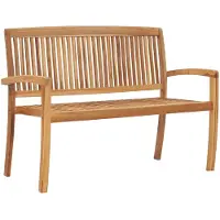 vidaXL Banc de jardin empilable 2 places 128,5 cm bois massif teck