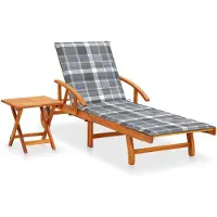 vidaXL Bain de soleil avec table et support en bois massif d'acacia