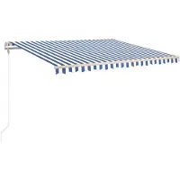 vidaXL Auvent rétractable automatique 400x350 cm Bleu et blanc