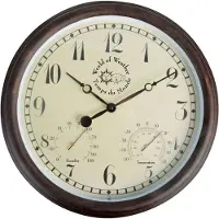 Esschert Design Horloge de gare avec thermomètre et hygromètre 30,5 cm TF008