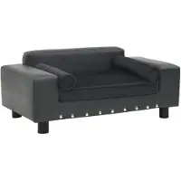 vidaXL Canapé pour chien gris foncé 81x43x31 cm peluche et similicuir