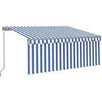vidaXL Store manuel rétractable avec store LED 3x2,5 m bleu & blanc