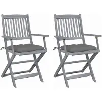 vidaXL Chaises de jardin pliantes 2 pcs. avec coussins en bois massif d'acacia