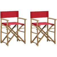 vidaXL Chaises de régie pliantes 2 pcs. Rouge bambou et tissu