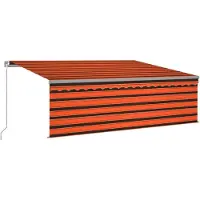 vidaXL Marquise manuellement rétractable avec store & LED 4,5x3 m Orange Marron