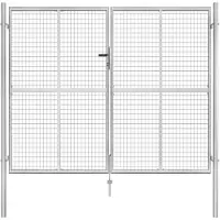 vidaXL Portail de jardin en acier galvanisé 300 x 200 cm argenté