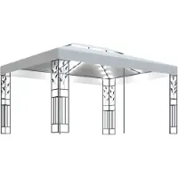 vidaXL Pavillon avec double toit & guirlande lumineuse LED 3x4 m Blanc