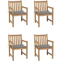 vidaXL Chaises de jardin 4 pcs. avec coussins gris teck massif