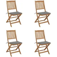 vidaXL Chaises de jardin pliantes 4 pièces avec coussins en bois massif d'acacia