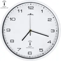 vidaXL Horloge murale radiocommandée avec mouvement à quartz 31 cm blanc