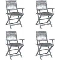 vidaXL Chaises de jardin pliantes 4 pièces avec coussins en bois massif d'acacia