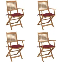 vidaXL Chaises de jardin pliantes 4 pièces avec coussins en bois massif d'acacia
