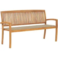 vidaXL Banc de jardin empilable avec support 159 cm bois massif teck