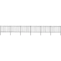 vidaXL Clôture de jardin avec design d'arceau Acier 10,2 x 1,2 m Noir