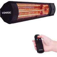 Vonroc Chauffage de terrasse Marsili 2000W - Télécommande incl. | Noir