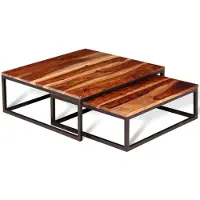 vidaXL Ensemble de 2 tables de set en bois massif d'acacia