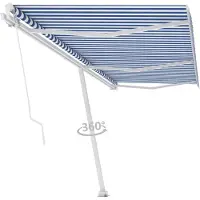 vidaXL Store sur pied Manuellement rétractable 600x300 cm Bleu/Blanc