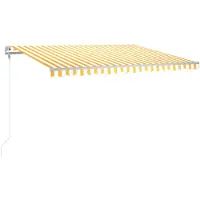 vidaXL Store automatique avec LED & capteur de vent 450x300 cm Jaune/Blanc