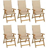 vidaXL Chaises de jardin pliantes 6 pcs. avec coussins en bois massif d'acacia