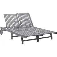 vidaXL Bain de soleil double en bois massif d'acacia
