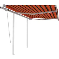 vidaXL Store manuel rétractable avec poteaux 3,5x2,5 m Orange & Marron