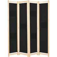 vidaXL Cloison de séparation 4 panneaux Noir 160x170x4 cm Tissu